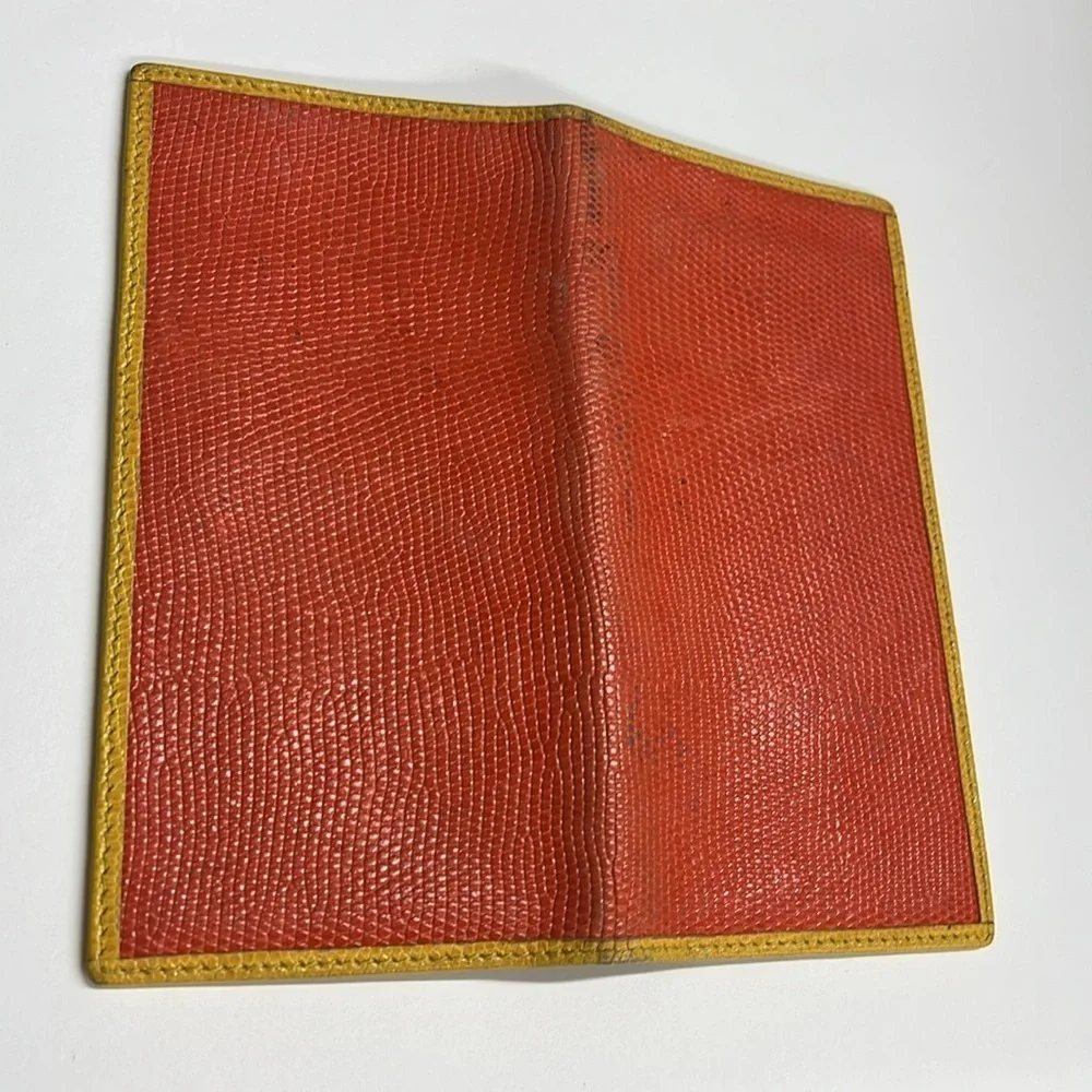 Neiman Marcus Pebble Croc Embossed Leather Long Bifold Checkbook Cover Wallet